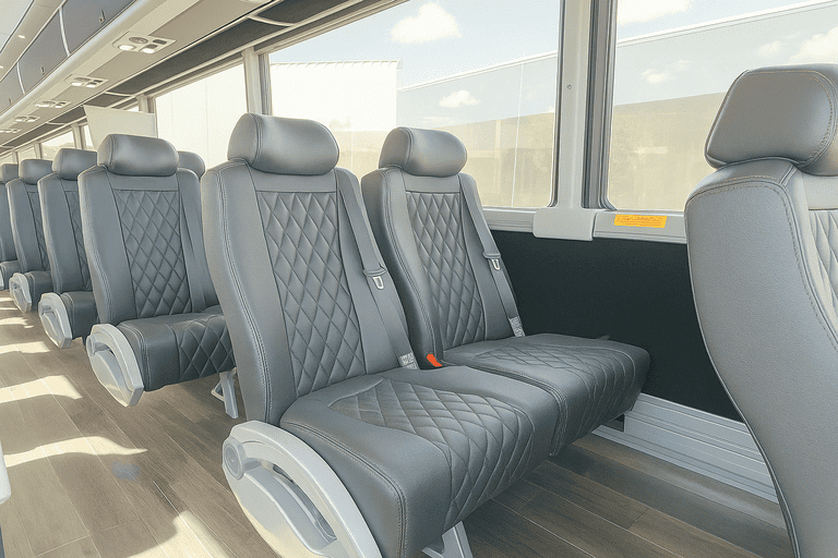 interior of Las Vegas Shuttle Bus Rentals charter bus